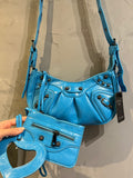 Bolsa feminina azul baguette balenciaga